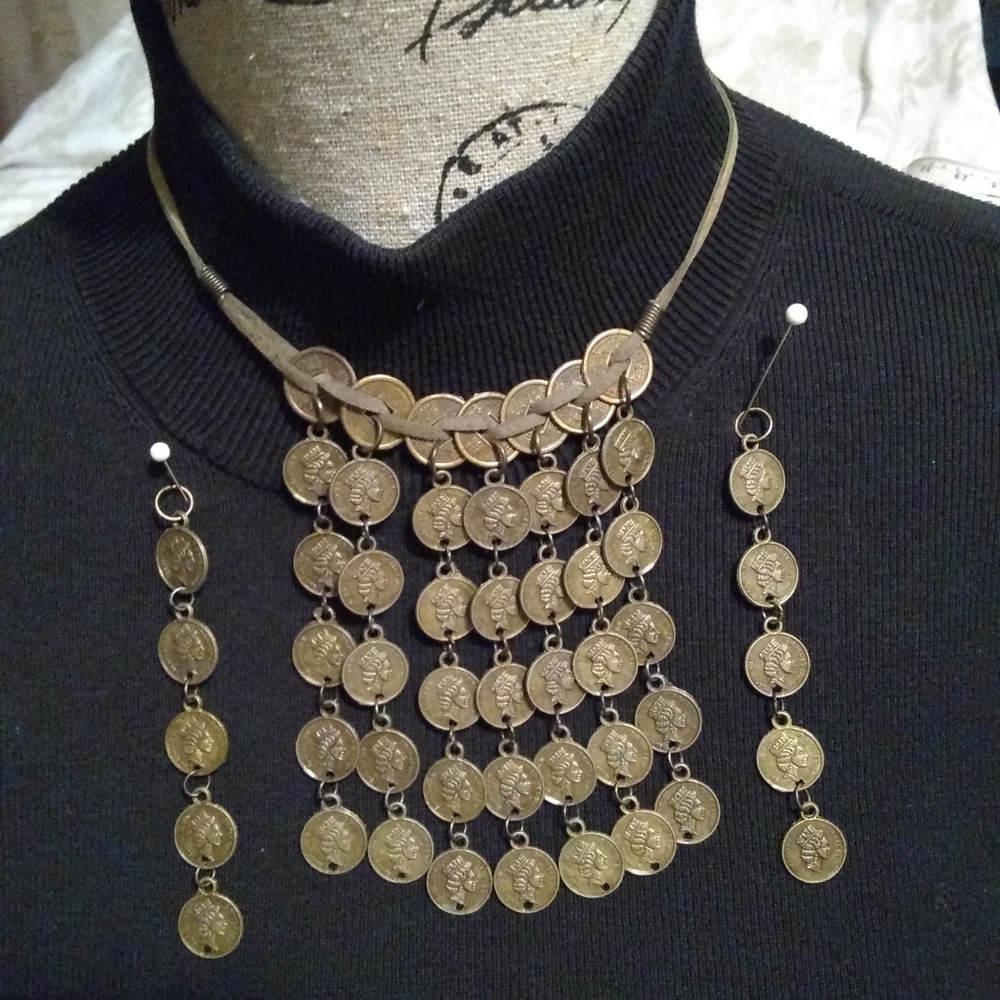 "Ancient Coin" Necklace & Earrings